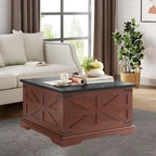 Farmhouse Lift Top Square Coffee Table with Hidden Storage