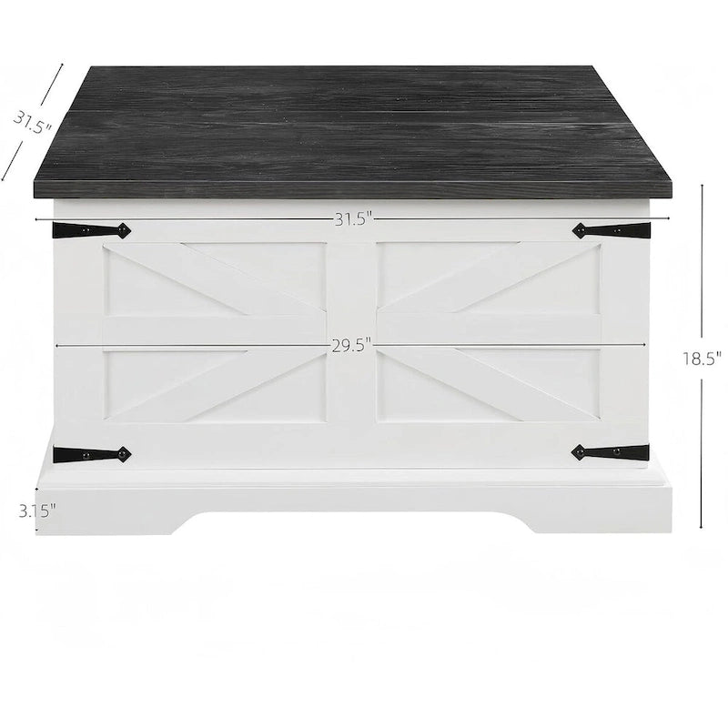 Farmhouse Lift Top Square Coffee Table with Hidden Storage