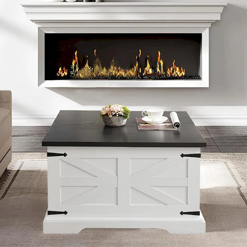 Farmhouse Lift Top Square Coffee Table with Hidden Storage