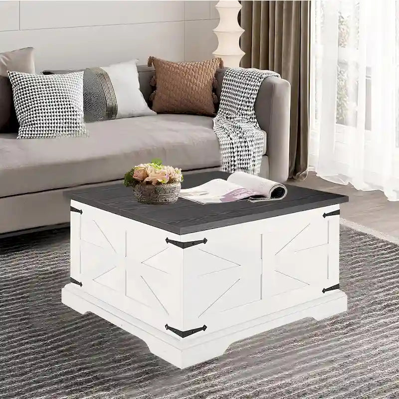 Farmhouse Lift Top Square Coffee Table with Hidden Storage