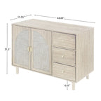 Speisekammerschrank aus Rattan und Holz mit 2 Türen und 3 Schubladen