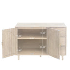 Speisekammerschrank aus Rattan und Holz mit 2 Türen und 3 Schubladen