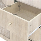 Speisekammerschrank aus Rattan und Holz mit 2 Türen und 3 Schubladen