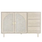 Speisekammerschrank aus Rattan und Holz mit 2 Türen und 3 Schubladen