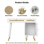 Scrivania per computer con 2 cassetti, scrivania moderna in rattan per ufficio domestico con schedario