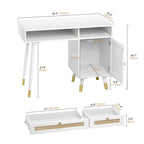 Scrivania per computer con 2 cassetti, scrivania moderna in rattan per ufficio domestico con schedario
