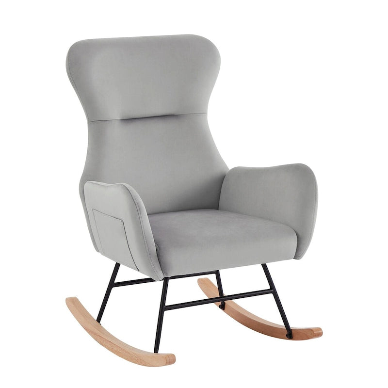 Soft Velvet Upholstered Rocking Chair for Living Room