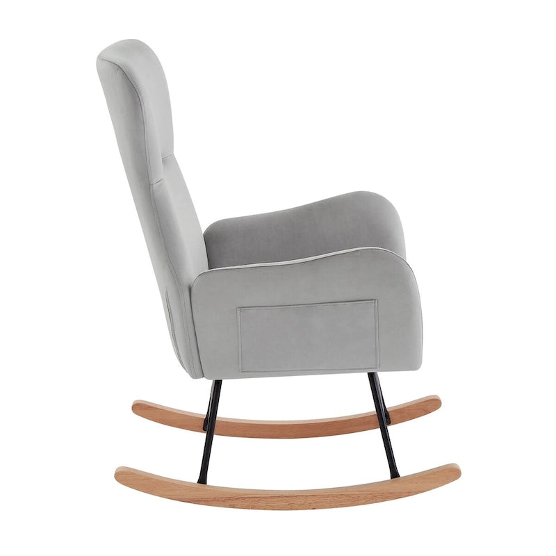 Soft Velvet Upholstered Rocking Chair for Living Room
