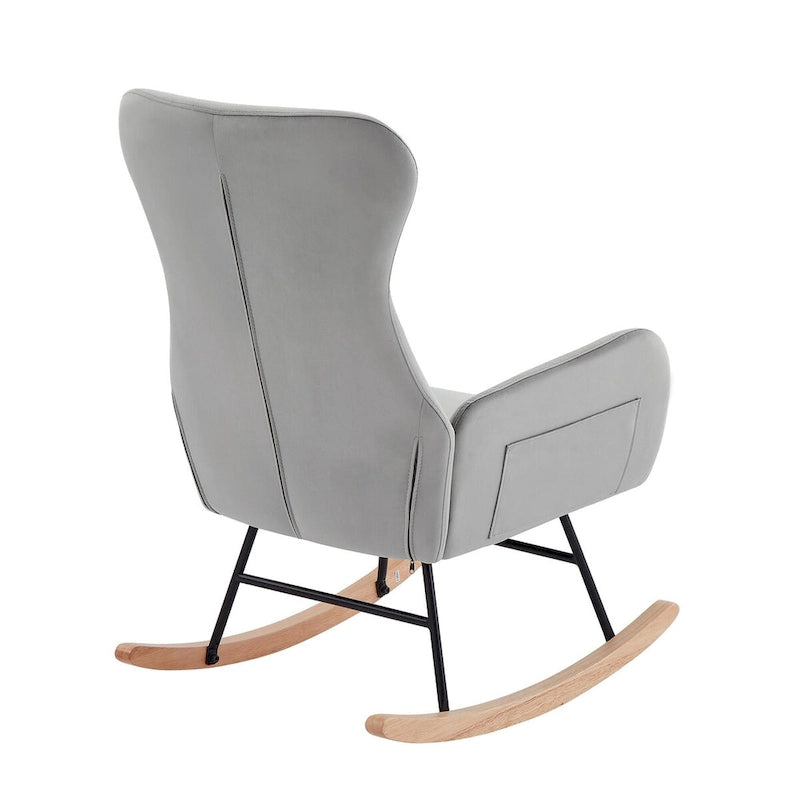 Soft Velvet Upholstered Rocking Chair for Living Room