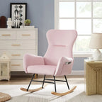 Soft Velvet Upholstered Rocking Chair for Living Room