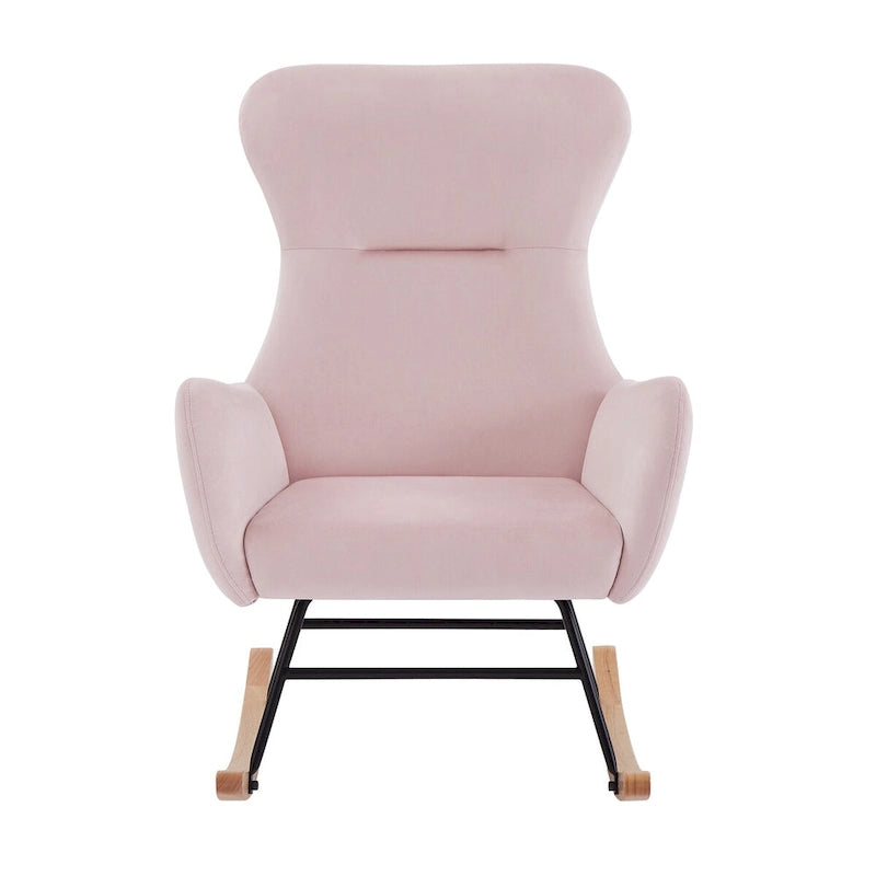 Soft Velvet Upholstered Rocking Chair for Living Room