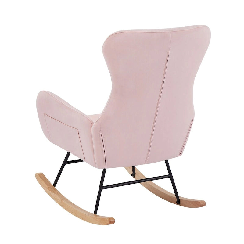 Soft Velvet Upholstered Rocking Chair for Living Room
