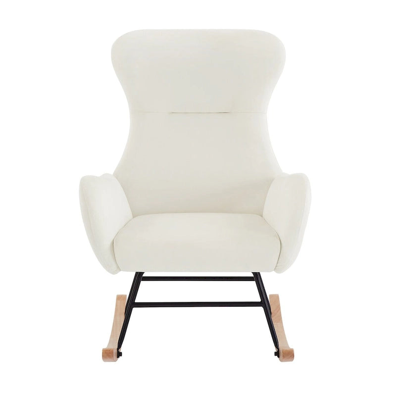 Soft Velvet Upholstered Rocking Chair for Living Room