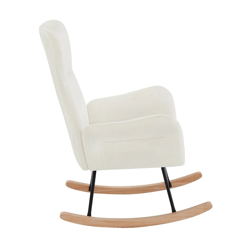 Soft Velvet Upholstered Rocking Chair for Living Room