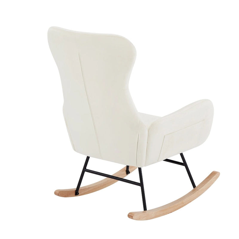 Soft Velvet Upholstered Rocking Chair for Living Room