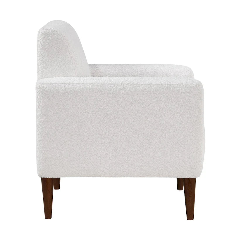 Modern Boucle Fabric Accent Arm Chair with Tapered Wooden Legs
