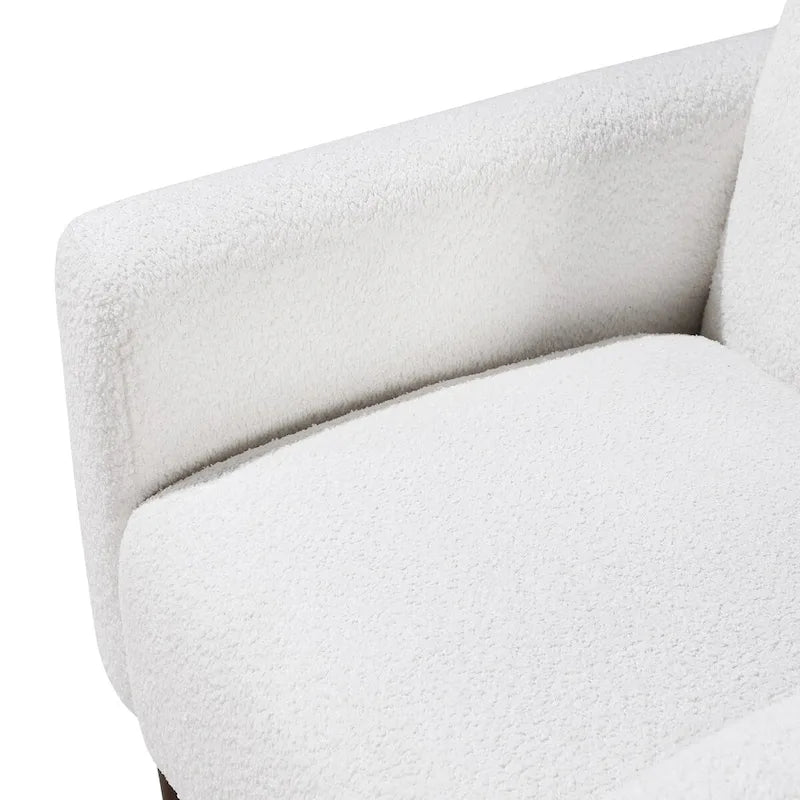 Modern Boucle Fabric Accent Arm Chair with Tapered Wooden Legs