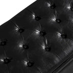 Black Faux Leather Tufted Storage Bench with Spindle Legs