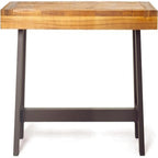 Modern Industrial Hardwood Slat Top Powder-Coated Outdoor Dining Bench