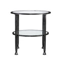 HomeRoots 24 Black Glass And Iron Round End Table - 24x24x24