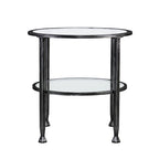 HomeRoots 24 Black Glass And Iron Round End Table - 24x24x24