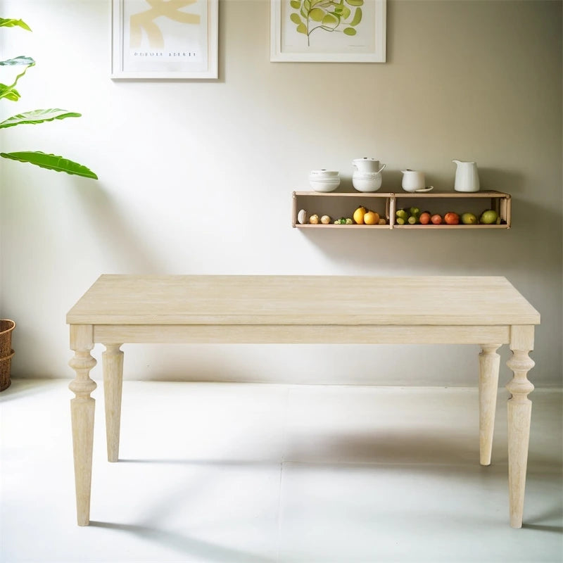 Wired White Finish Wood Turned-Leg Dining Table