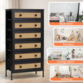 6-Drawer Dresser Chest PE Rattan Storage Tower Organizer Cabinet