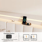 Queen Size LED Upholstered Platform Bed with Headboard and Charging Station